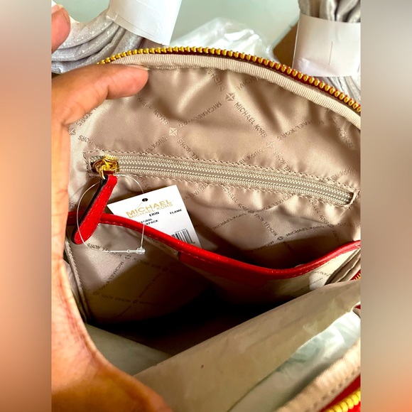 Michael Kors Erin Medium Leather Backpack - Color Flame - Picture 6 of 10